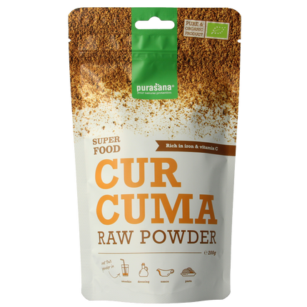 Purasana Curcuma poeder vegan bio 200 Gram - €8.52 - eco-winkel.nl
