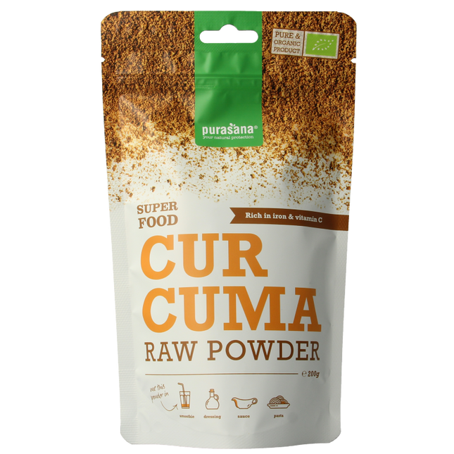 Purasana Curcuma poeder vegan bio 200 Gram - €8.52 - eco-winkel.nl