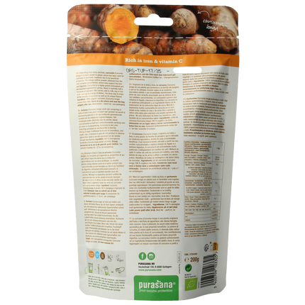 Purasana Curcuma poeder vegan bio 200 Gram - €8.52 - eco-winkel.nl