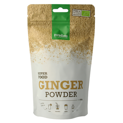 Purasana Ginger Powder Vegan Organic 200 Grams - €8.95 - eco-winkel.nl