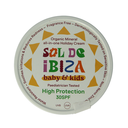 Sol De Ibiza Beschermende creme baby&kids SPF30 bio 100 Gram