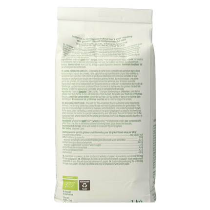 Luna E Terra Speltmeel volkoren demeter bio 1 Kilogram - €3.72 - eco-winkel.nl