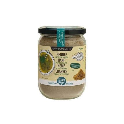 TerraSana Raw hemp protein powder in glass organic 200 grams - €5.47 - eco-winkel.nl
