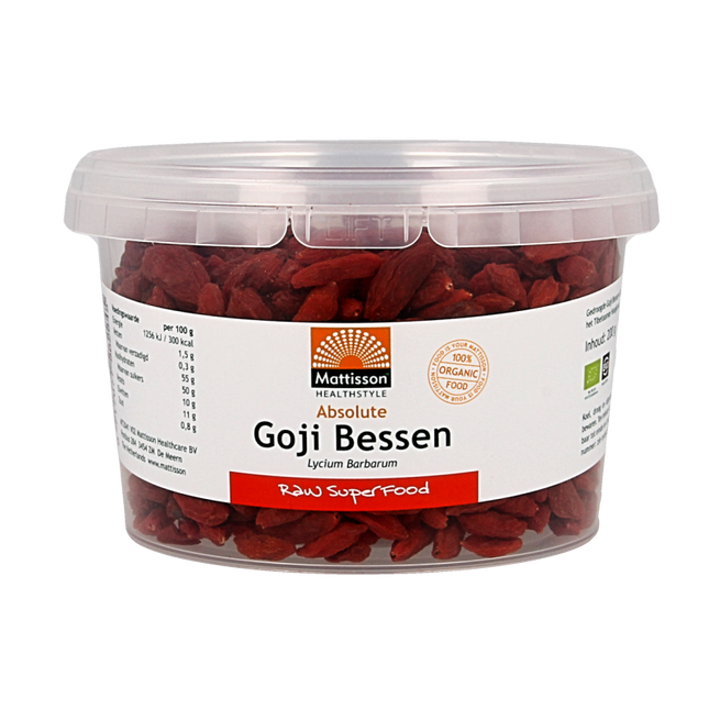 Mattisson Goji Berries Dried Organic Jar 200 Gram - €7.73 - eco-winkel.nl
