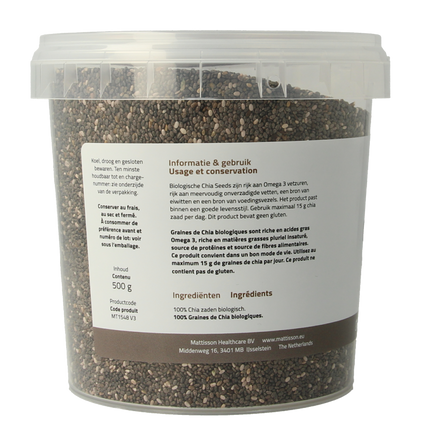 Mattisson Absolute chia seeds raw organic 500 grams - €6.59 - eco-winkel.nl
