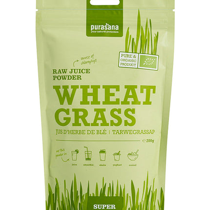 Purasana Wheatgrass Juice Powder Organic 200 Grams - €19.74 - eco-winkel.nl