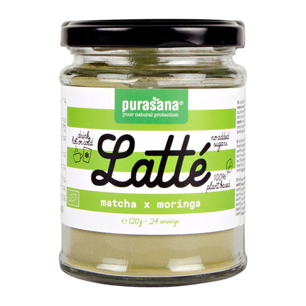 Purasana Latte matcha moringa vegan bio 120 Gram - €9.64 - eco-winkel.nl