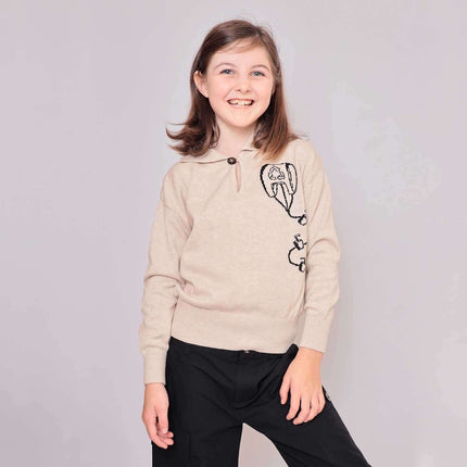Beige Sweater with Kite for Kids