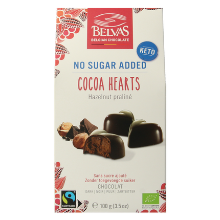 Belvas Choco hart hazelnoot praline bio 100 Gram