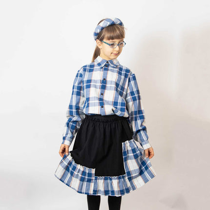 Girls Black Skirt with Tartan Detail in Blue & White - €45.95 - eco-winkel.nl