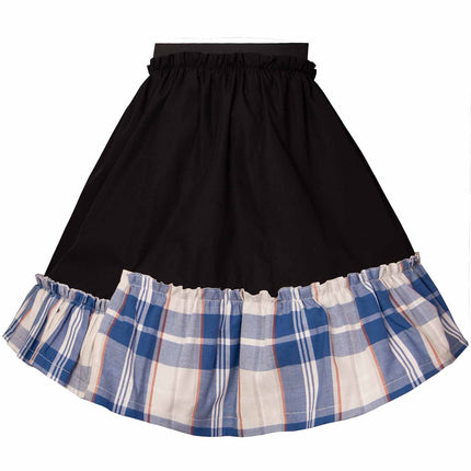 Girls Black Skirt with Tartan Detail in Blue & White - €45.95 - eco-winkel.nl