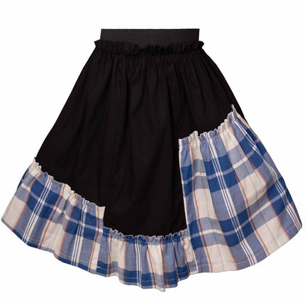 Girls Black Skirt with Tartan Detail in Blue & White - €45.95 - eco-winkel.nl