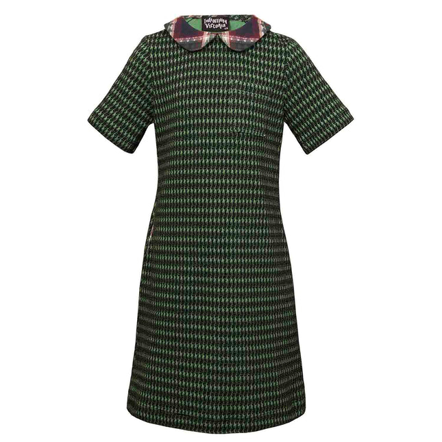 Kids Green pied de poule A-line Dress - €70.95 - eco-winkel.nl