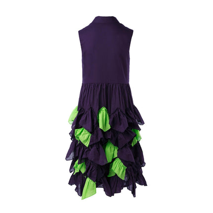 Girls Purple Shirt Dress with Green Ruffles - €160.95 - eco-winkel.nl