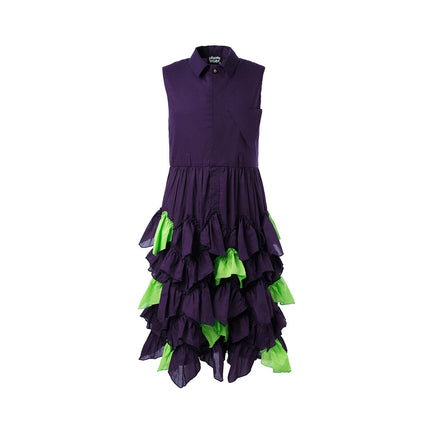 Girls Purple Shirt Dress with Green Ruffles - €160.95 - eco-winkel.nl