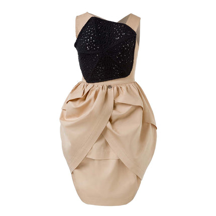 Beige Dress with Bee Hand Embroidery - €40.95 - eco-winkel.nl
