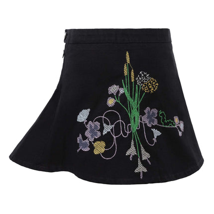 Black Mini Skirt with Floral Embroidery - €30.95 - eco-winkel.nl