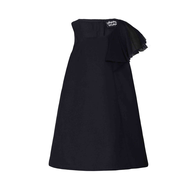 Black Dress with Asymetric Shoulder for Girls - €150.95 - eco-winkel.nl