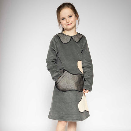 Kids Grey Velvet A-line Dress - €120.95 - eco-winkel.nl