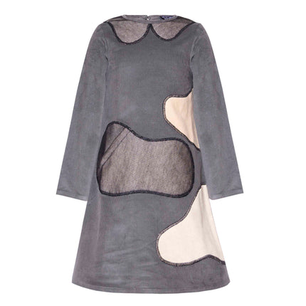 Kids Grey Velvet A-line Dress - €120.95 - eco-winkel.nl