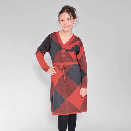 Grey and Orange Girls Sweater Dress - €40.95 - eco-winkel.nl