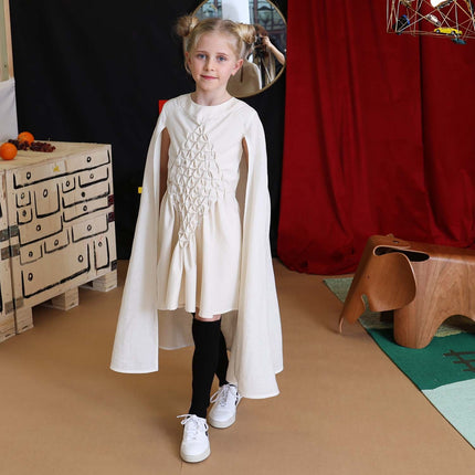 White Smock Dress for Girls with Vegan Cashmere Cape - €375.95 - eco-winkel.nl