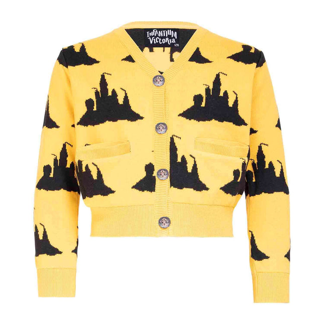 Yellow Knitted Girls and Boys Cardigan with Beach Castle - €75.95 - eco-winkel.nl