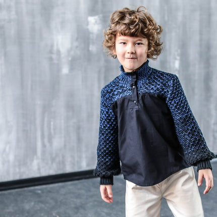 Black Shirt with Knitwear - Organic Cotton - €45.95 - eco-winkel.nl